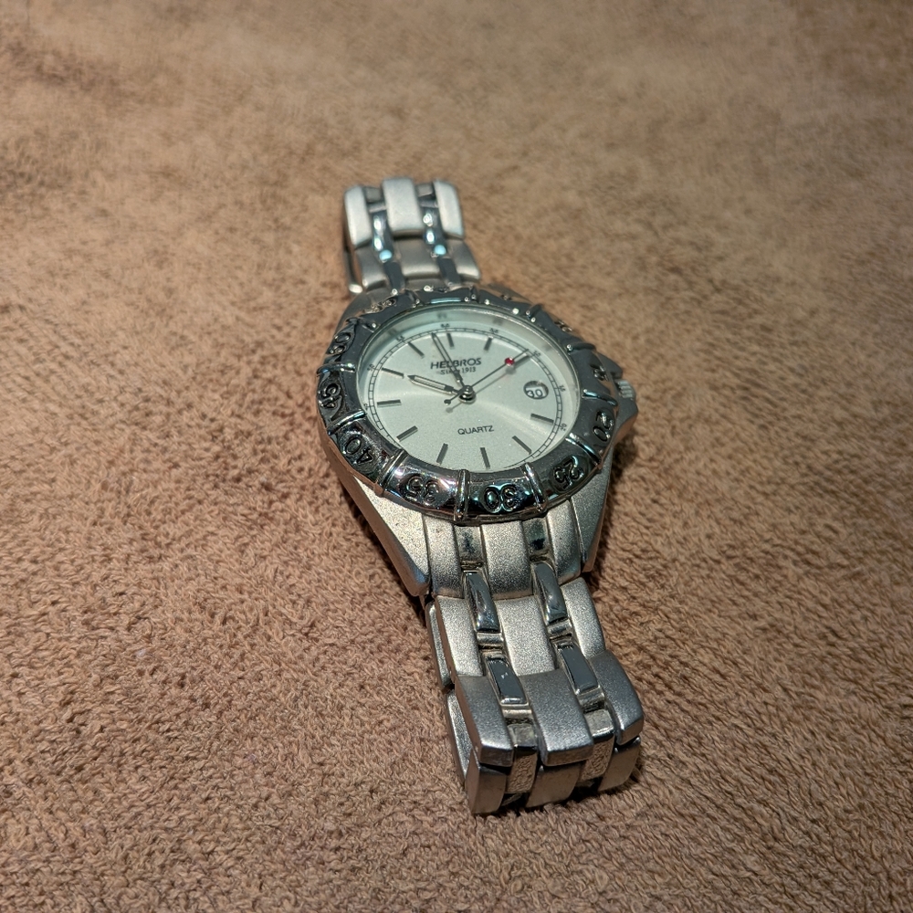 Helbros Silver Tone Quartz Men's Watch UNTESTED